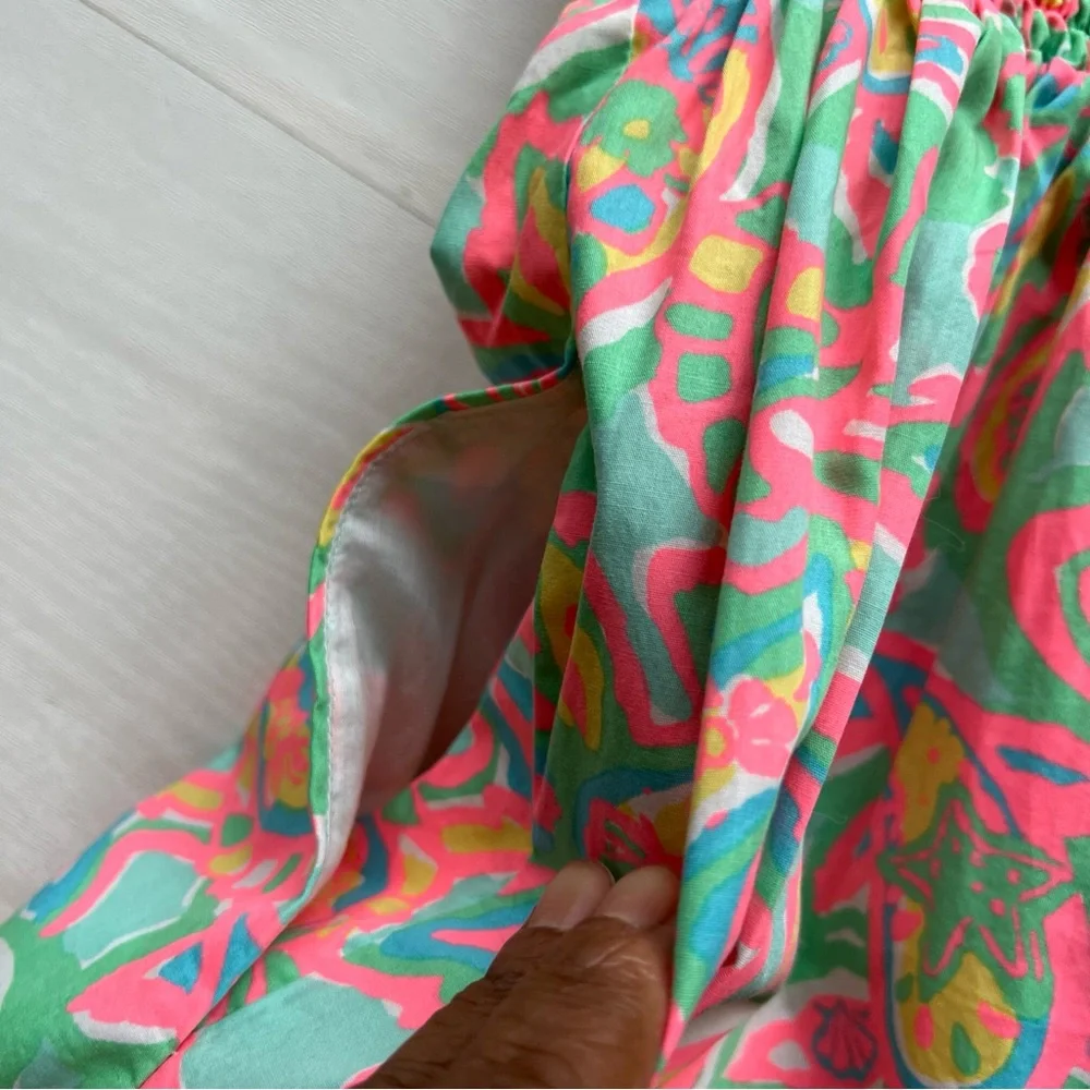 Lilly Pulitzer Chandie Strapless Dress Womens Small Make A Splash Sand Bar - Picture 9 of 14